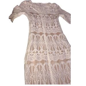 XXXI ROMANTIC Size 2 or small ivory lace dress nude lining NWT